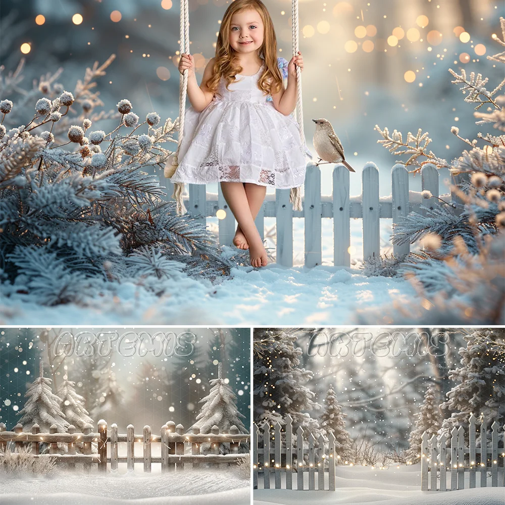 Фон для фотосъемки с изображением рождественских сосновых деревьев