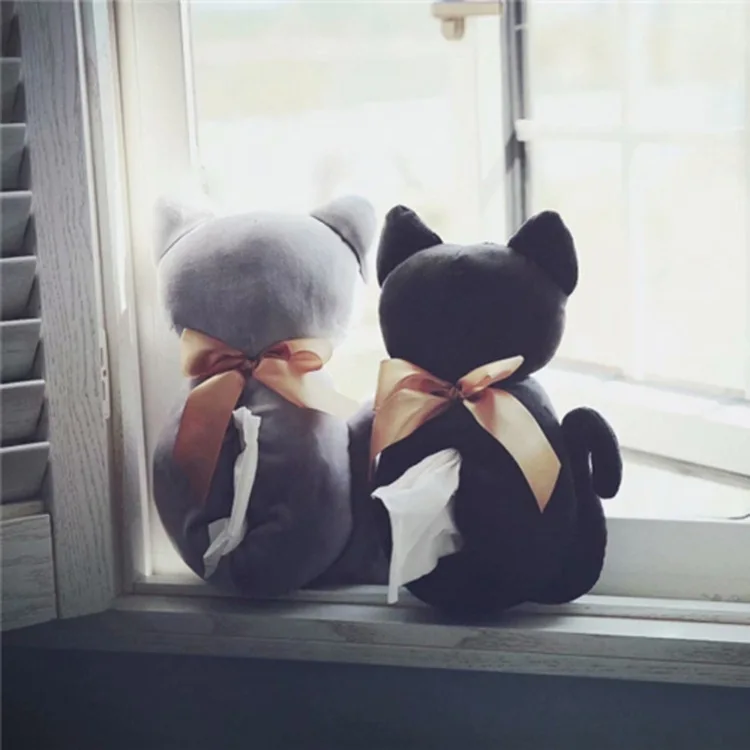 

2022 Cute Cartoon Car Back Cat Tissue Bag Plush Car Home Tissue Set Tissue Box Accessories