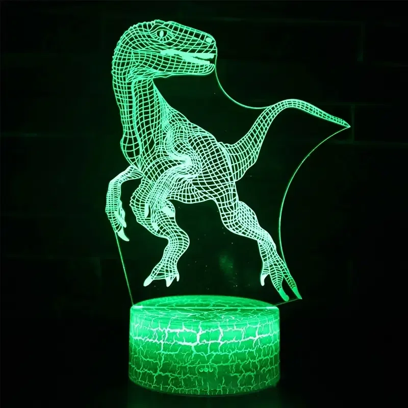 

HMTX Christmas Lights, Christmas Decoration Tyrannosaurus Rex Dinosaur Shape USB 3 RGB Color Changing 3D Illusion Lamp Game Nigh