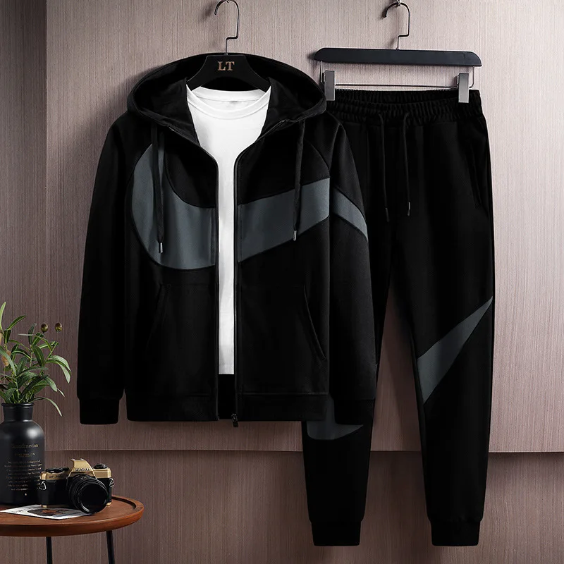 Tracksuit Sweater Suit Mens Hooded Spring and Autumn Cardigan Running Casual Sportswear Male Jacket Men