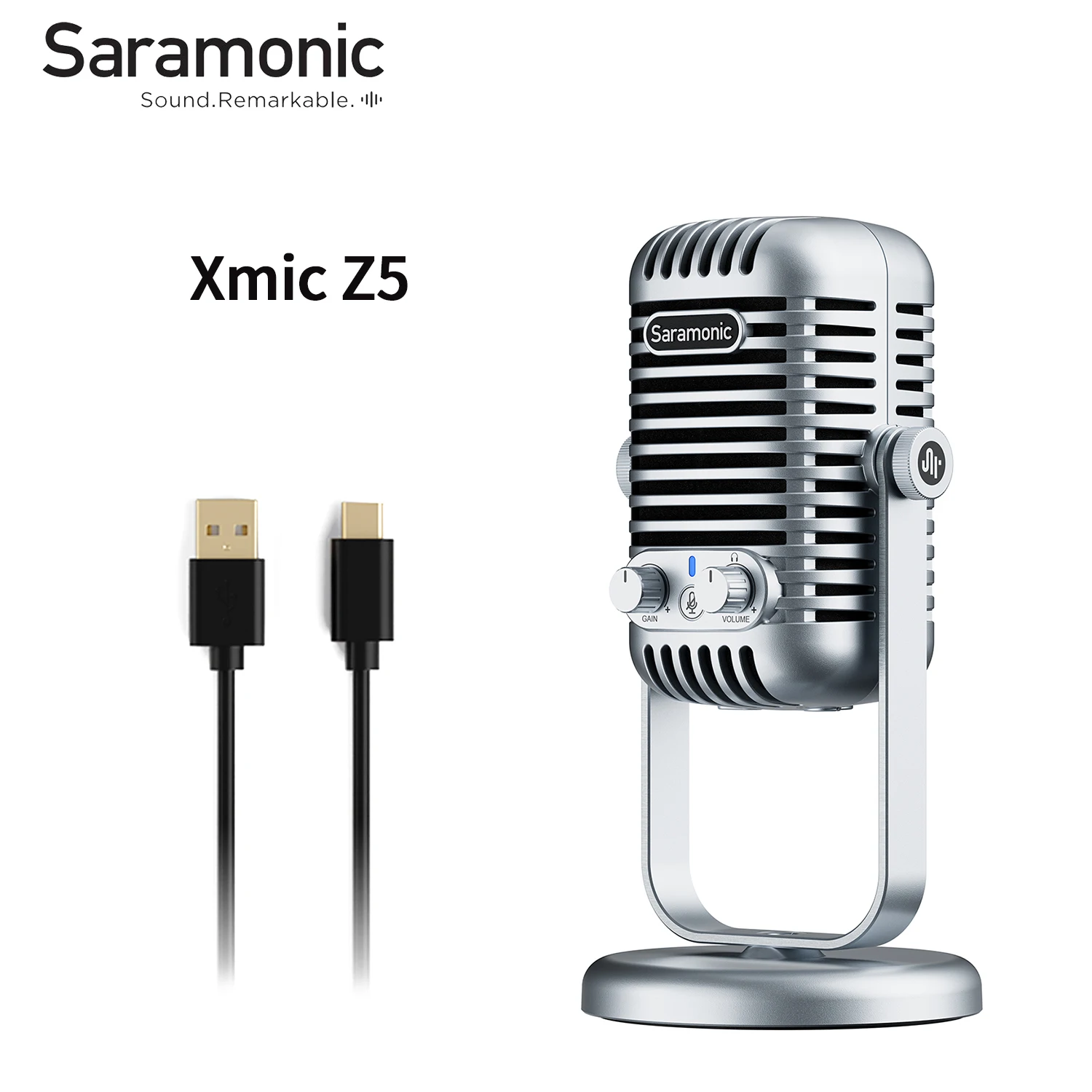 

Saramonic Xmic Z5 Desktop USB Microphone for Android Tablets Mac Windows Computers Home-Studio Recording Podcasting Streaming