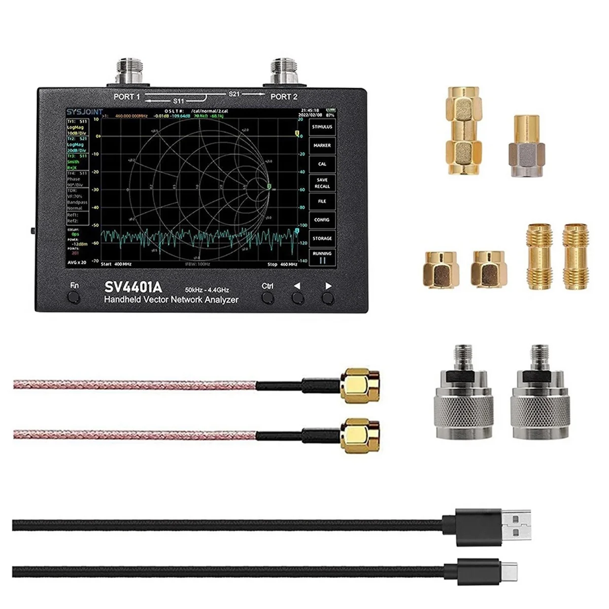 

Векторный анализатор сети SV4401A, 7-дюймовый сенсорный ЖК-дисплей, 50 кГц-4,4 ГГц, HF, VHF, UHF, антенна, обновленный анализатор для Nanovna Vna