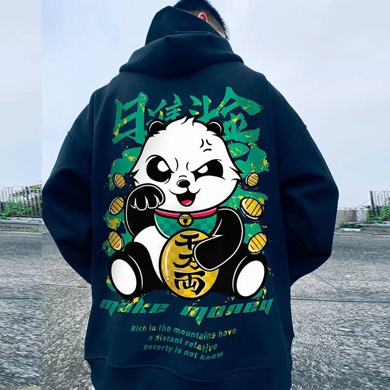 

Винтажные толстовки на молнии, мужские Y2K толстовки в стиле хип-хоп с принтом панды, куртки с капюшоном для пар, модные топы на молнии в стиле Харадзюку