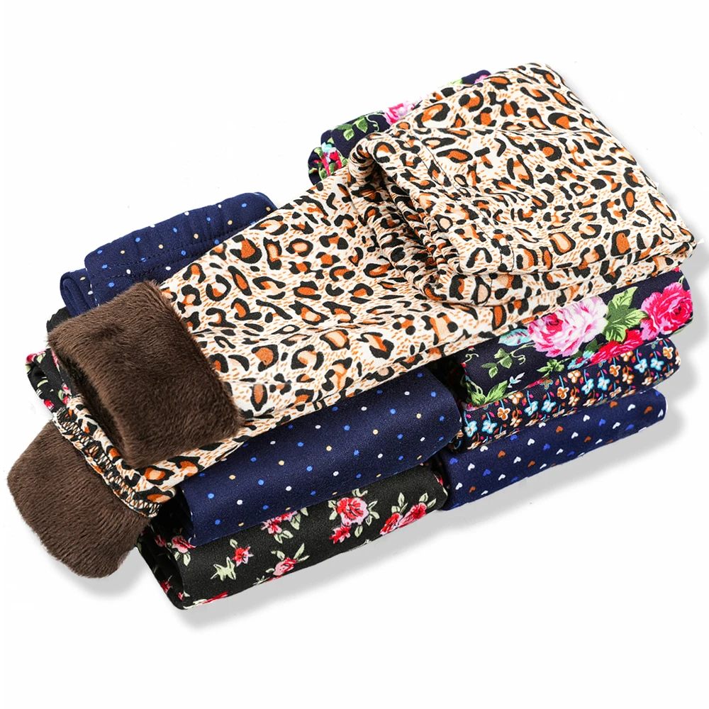 Одежда для маленьких девочек зимние осенние плотные теплые леггинсы с рисунком