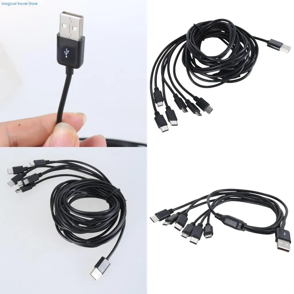 Фото N2UB Удобный многопортовый зарядный шнур USB-разветвитель с 3 5-контактными USB-разъемами и 3 выходными разъемами типа C для со №1
