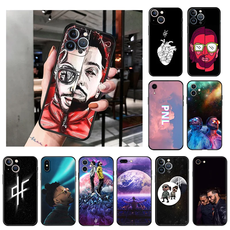 

Silicone Black Phone Cases Cover for iPhone 11 14 Pro Max 12 13 Mini XR SE 7 8 6 6s Plus XS X SE3 11Pro French Rapper PNL