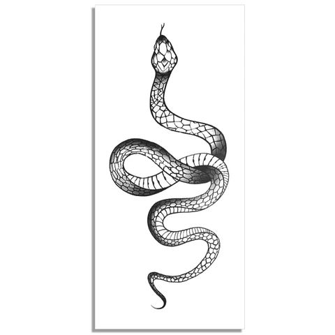 Наклейка-Татуировка в виде черной змеи, большие размеры, розовые водостойкие временные наклейки для женщин и мужчин, Переводные татуировки на талию и тело
