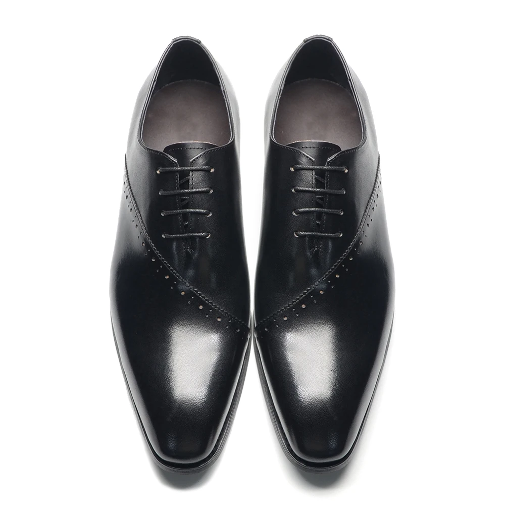 Роскошные итальянские модельные туфли мужские черные оксфорды из натуральной