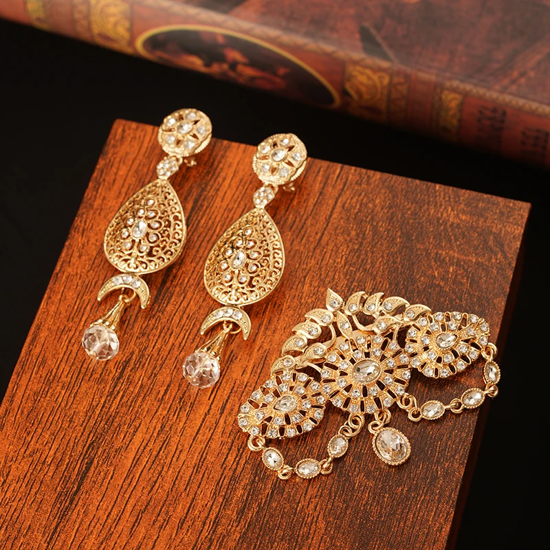 Набор свадебных ювелирных украшений из марокканской броши и сережек для невесты