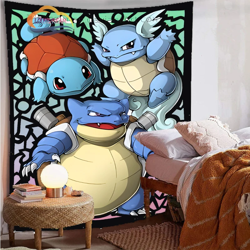 

Cute animated characters Wartortle tapestry Cartoon turtle カメールtapestry Fashion background cloth home decoration tapestry