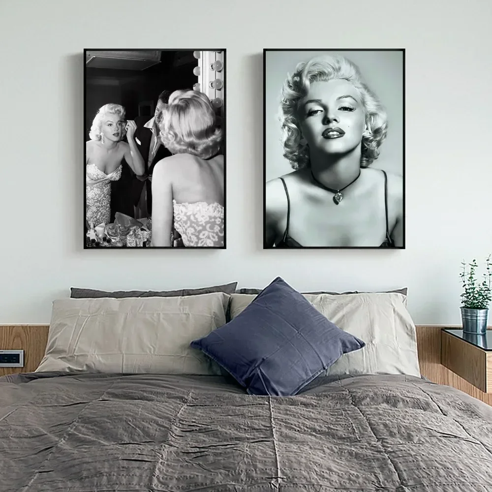 Плакат М-Мэрилин Монро из черно-белого фильма настенное искусство домашний декор