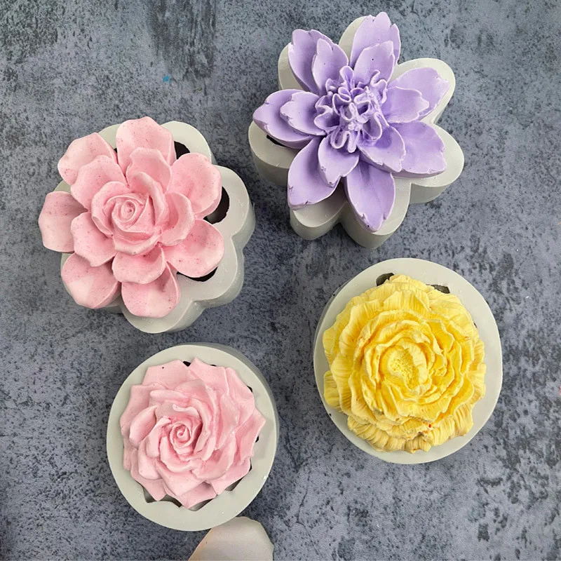 

3D Rose Flower Moulds DIY Plaster Work Clay Resin Art Soft Silicone Fondant Cake Mold Soap Ice Chocolate Decoration Baking Tool