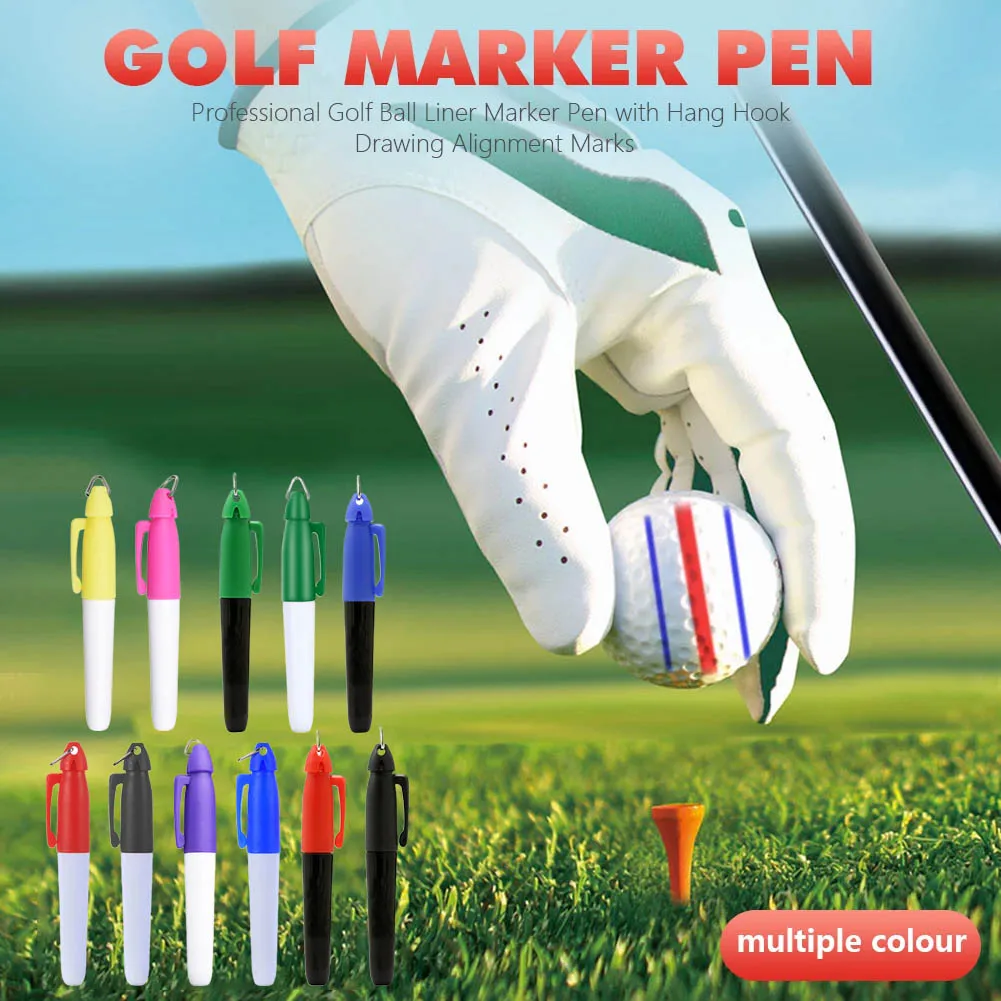 

Colorful Golf Ball Liner Markers Pen With Hang Hook Putting Positioning Aids Professional Template Alignment Marks Tool