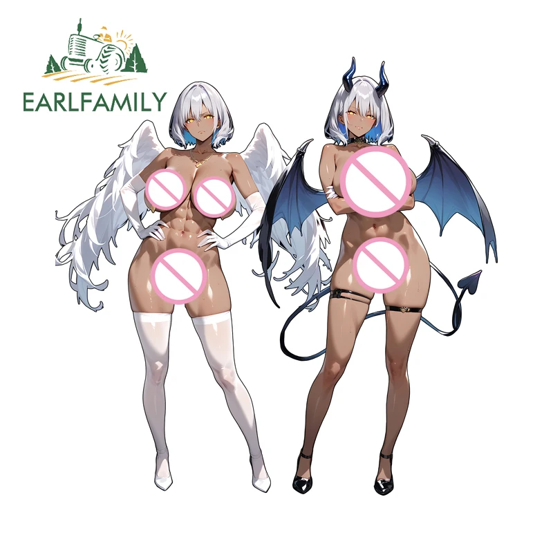 

EARLFAMILY Дьявол и Ангел Автомобильная наклейка Хентай Татуировка Аниме Обнаженные Лоли Аксессуар Наклейка Водонепроницаемый солнцезащитный крем Декор игровой консоли