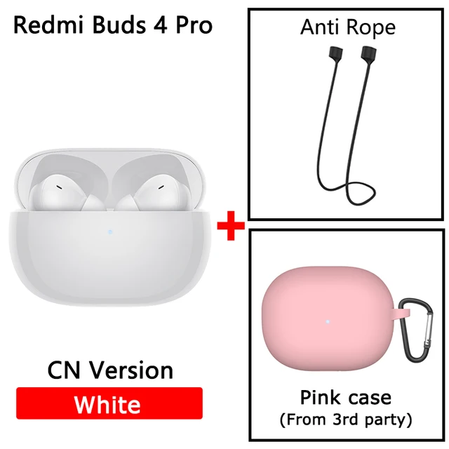 Redmi Buds 4 Pro white CN Version + Anti Rope + Pink case