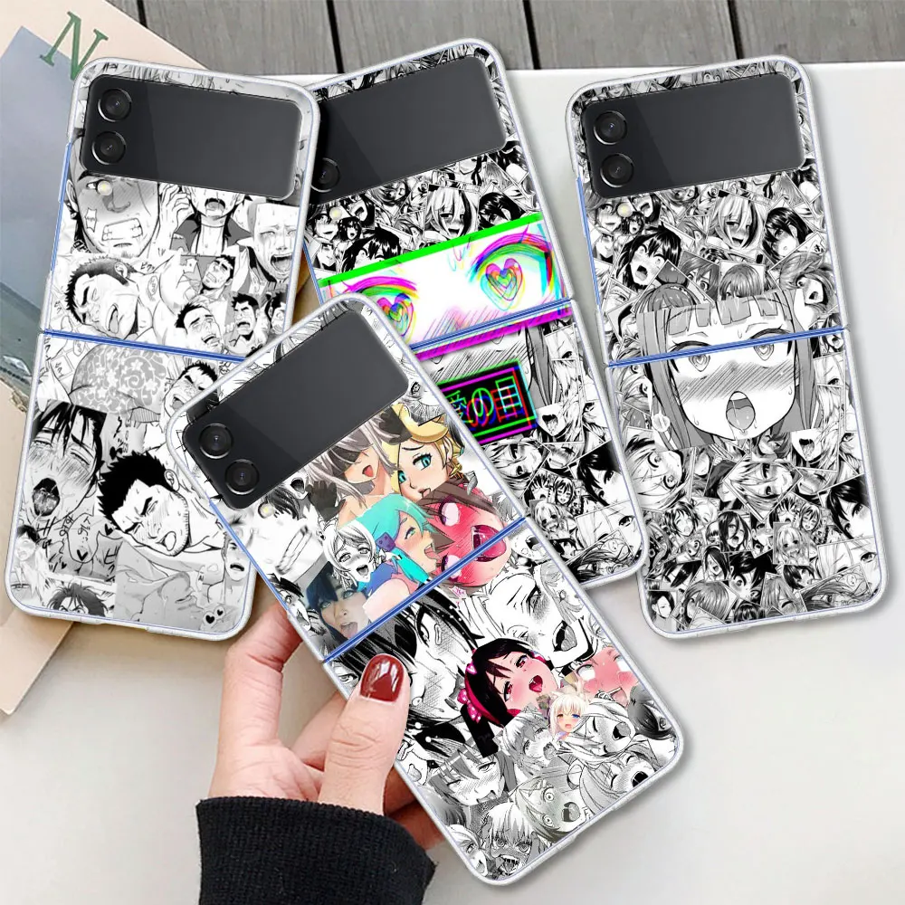

Anime Girl Japan Cute Faces For Samsung Galaxy Z Flip 3 Case Folding anti-fall for Samsung ZFlip3 Z Flip3 5G Protective Cover