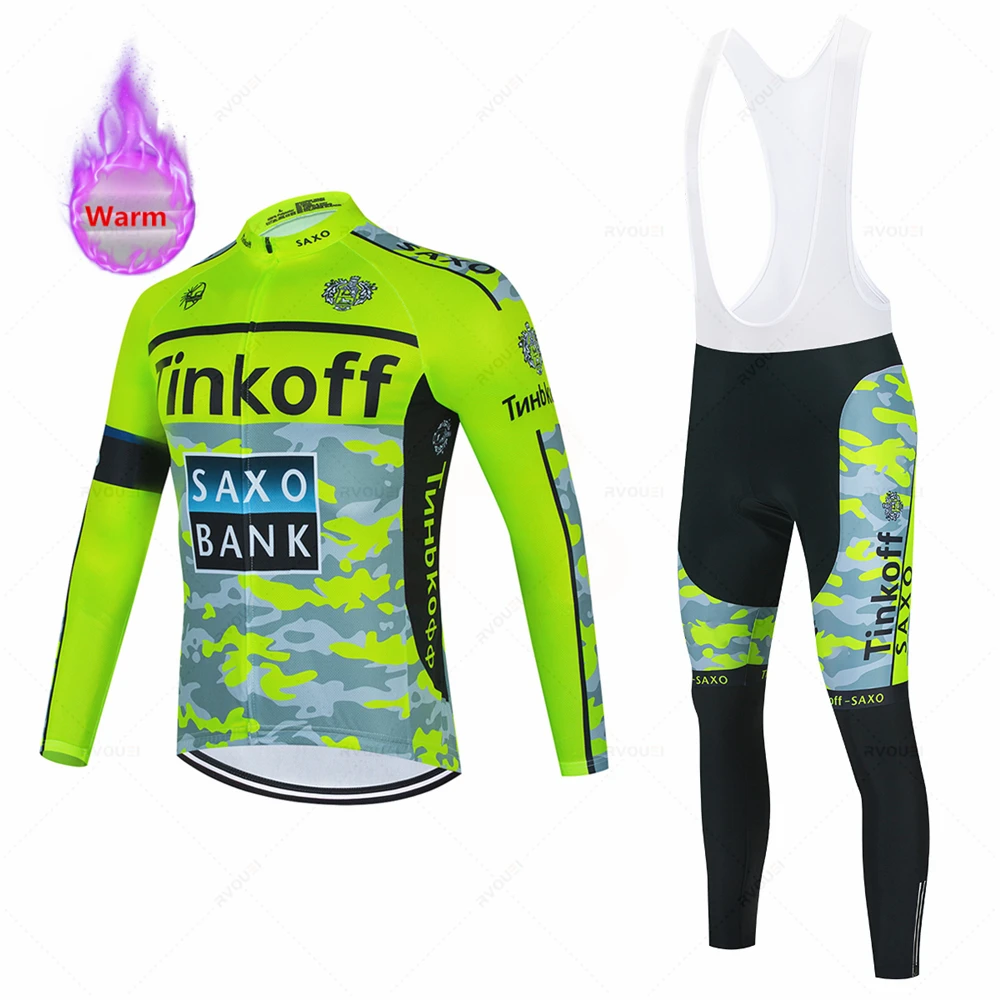 

Tinkoff Saxo Bank Team Cycling Clothing Winter Thermal Fleece Men's Cycling Jerseys MTB Bike Maillot Ropa Ciclismo Sportswear