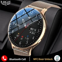 lige nfc smart watch bluetooth answer calling 1g memory local music storage voice assistant smartwatch 2022 sports fitness clock