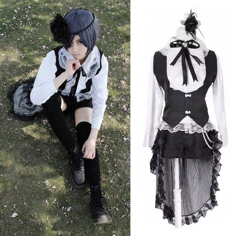 Костюм для косплея Ciel Phantomhive с носками костюм Kuroshitsuji на Хэллоуин