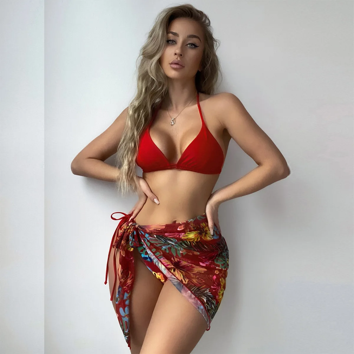 

Jucleo Sexy Print Brazilian Bikini Women Separate Swimsuit Swimwear Halter New 2022 Beach Swim Bath Suit Girl Three Piece