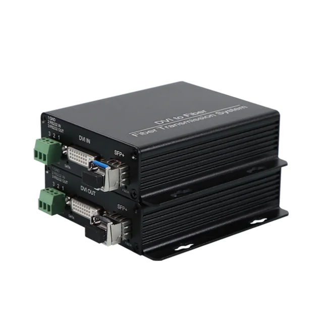 Фото Хит продаж: оптический KVM-конвертер DVI-LC SFP 4K30Гц, одномодовый, 1-жильный, 20 км, поддержка RS232/EDID/USB, оптический удлинитель DVI. №2