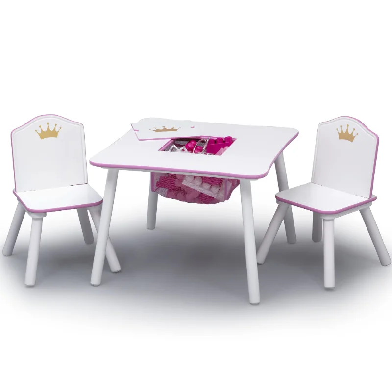 Set With Storage, Greenguard Gold Certified, White/pink