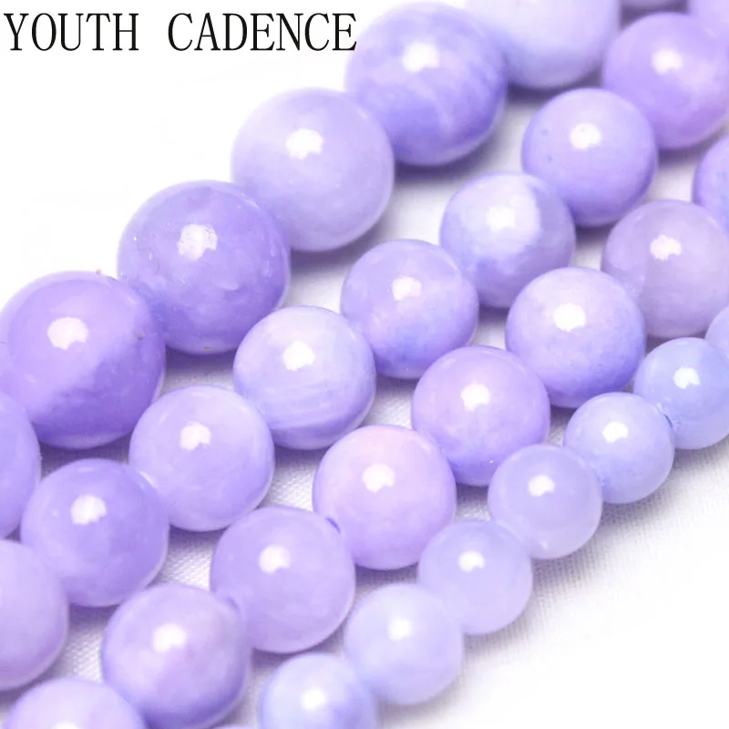 

Natural Purple Jades Stone Gem Round Loose Spacer Beads 15" Strand 4 6 8 10 12mm Pick Size For Jewelry Making DIY Bracelet