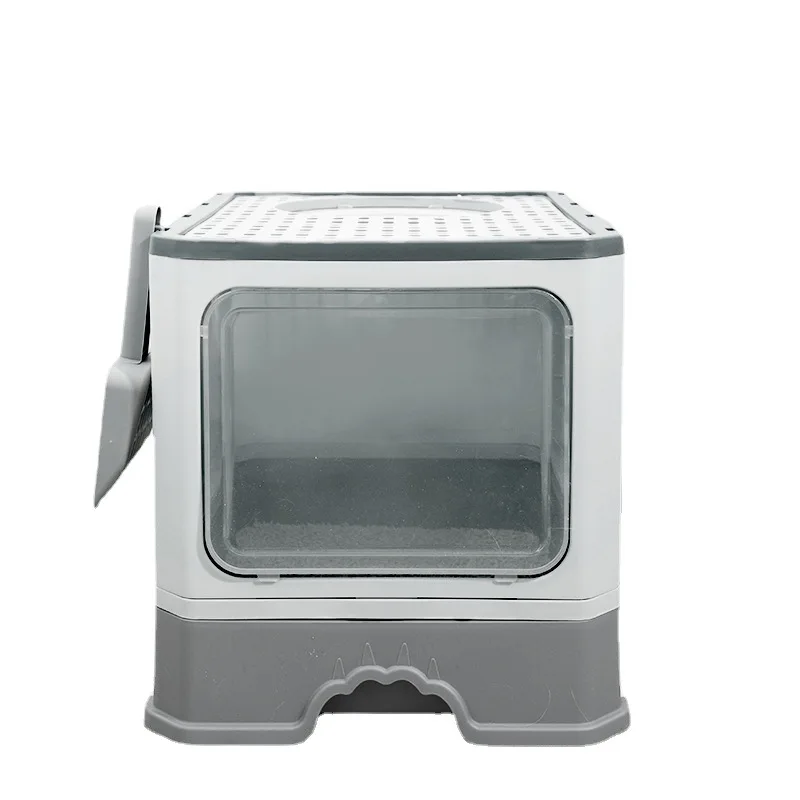 

Totally-enclosed Folding Cat Litter Basin and Splashproof Drawer-type Oversized Two-door Cat Toilet