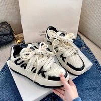 2022 spring and summer new girls black and white thick bottom heightening non slip casual shoes ladies all match fashion shoes