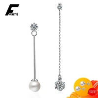 luxury earrings 925 silver jewelry with pearl zircon gemstone long tassel drop earring for women wedding engagement accessories