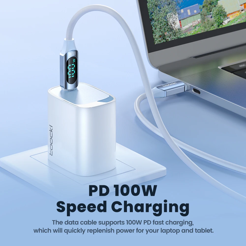 Toocki 100W Type C to Type C Cable PD Fast Charging Charger USB C to USB C Display Cable For Xiaomi POCO f3 Realme Macbook iPad