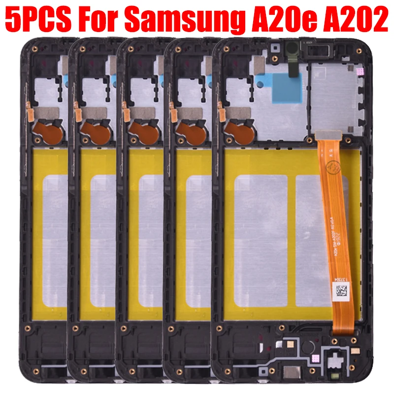 

5 шт. Оригинальный ЖК-дисплей для Samsung Galaxy A20e A202 A202F A202DS ЖК-дисплей Панель Pantalla сенсорный экран дигитайзер в сборе рамка