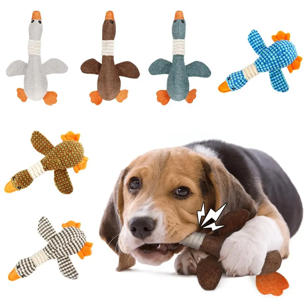 Wild Goose Shape Plush Toy Dog Squeak Supplies Toys Teeth Pets Molar Interactive H1d8