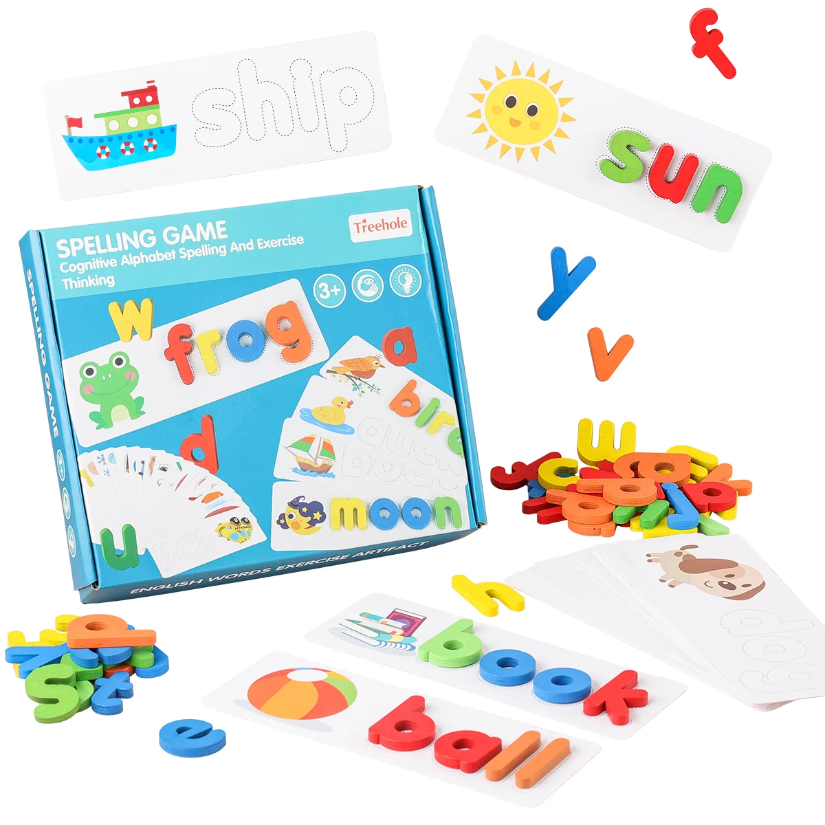 

1 Spelling Words Game Set Educational 26 English Alphabet Cognitive Tools for Teens Students Toddlers Kids