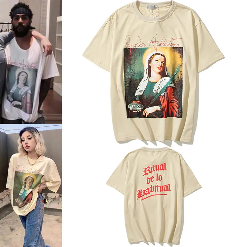 

2022 Kanye West мужская женская футболка Хлопковая женская футболка мужская повседневная футболка с круглым вырезом мужские высококачественные ...