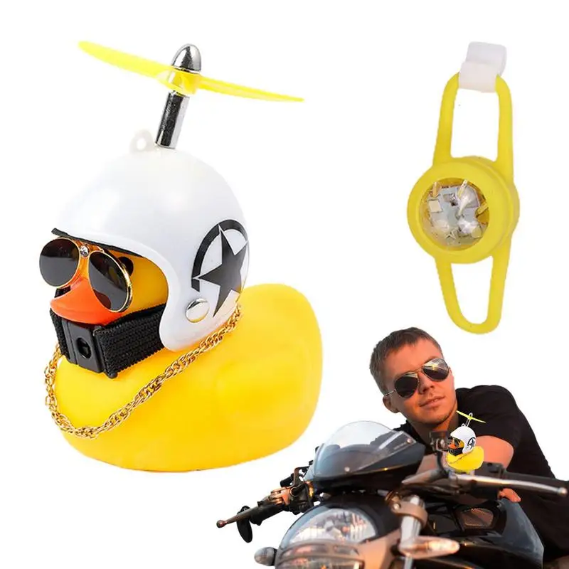 

Bicycle Little Yellow Duck Propeller Helmet Vertical Broken Wind Figurine Duck Shape Motorcycle Decoration Accessories For Bikes