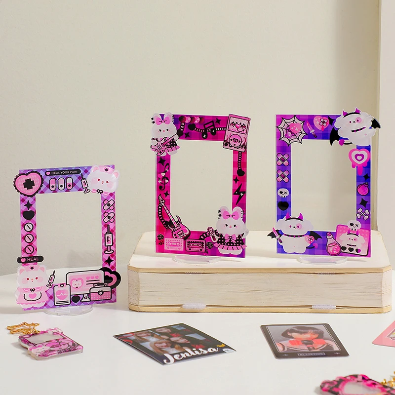 

Cute Bunny Bear 3 Inch Photo Frame Stand Acrylic Idol Photocard Picture Display Holder Decoration Desktop School Stationery