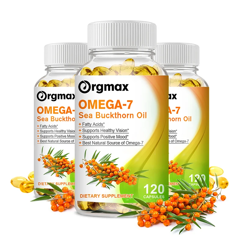 Orgmax Omega 7 Sea Buckthorn Capsules Fatty Acids Vitamin Minerals Relief Eyes Fatigue Boost Vision Skin Cardiovascular Health