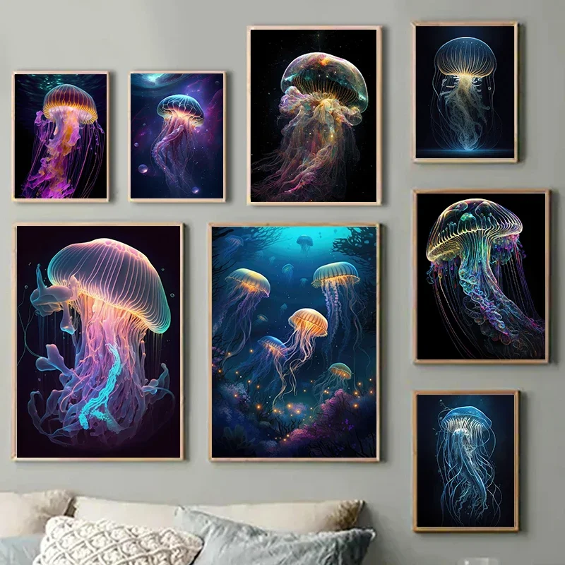 

Психоделическая Медуза плакат морских животных холст живопись Галактика Космос Медуза настенное искусство для гостиной домашний декор кукро