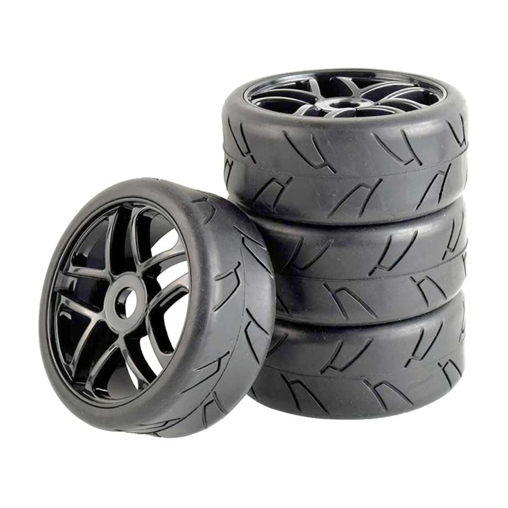 

4Pc 1/8 Buggy Tires with Wheels 17mm Hex Drive Hub for RC Off Road Car HSP HPI Kyosho Traxxas Tires Accessories Black