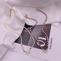minar dainty shiny rhinestone butterfly pendant necklace for women pink white purple natural freshwater pearl chokers necklaces