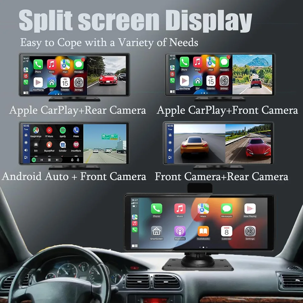 10 26 ''Беспроводная Автомобильная стерео камера Carplay 4K Dash Cam Беспроводная Android