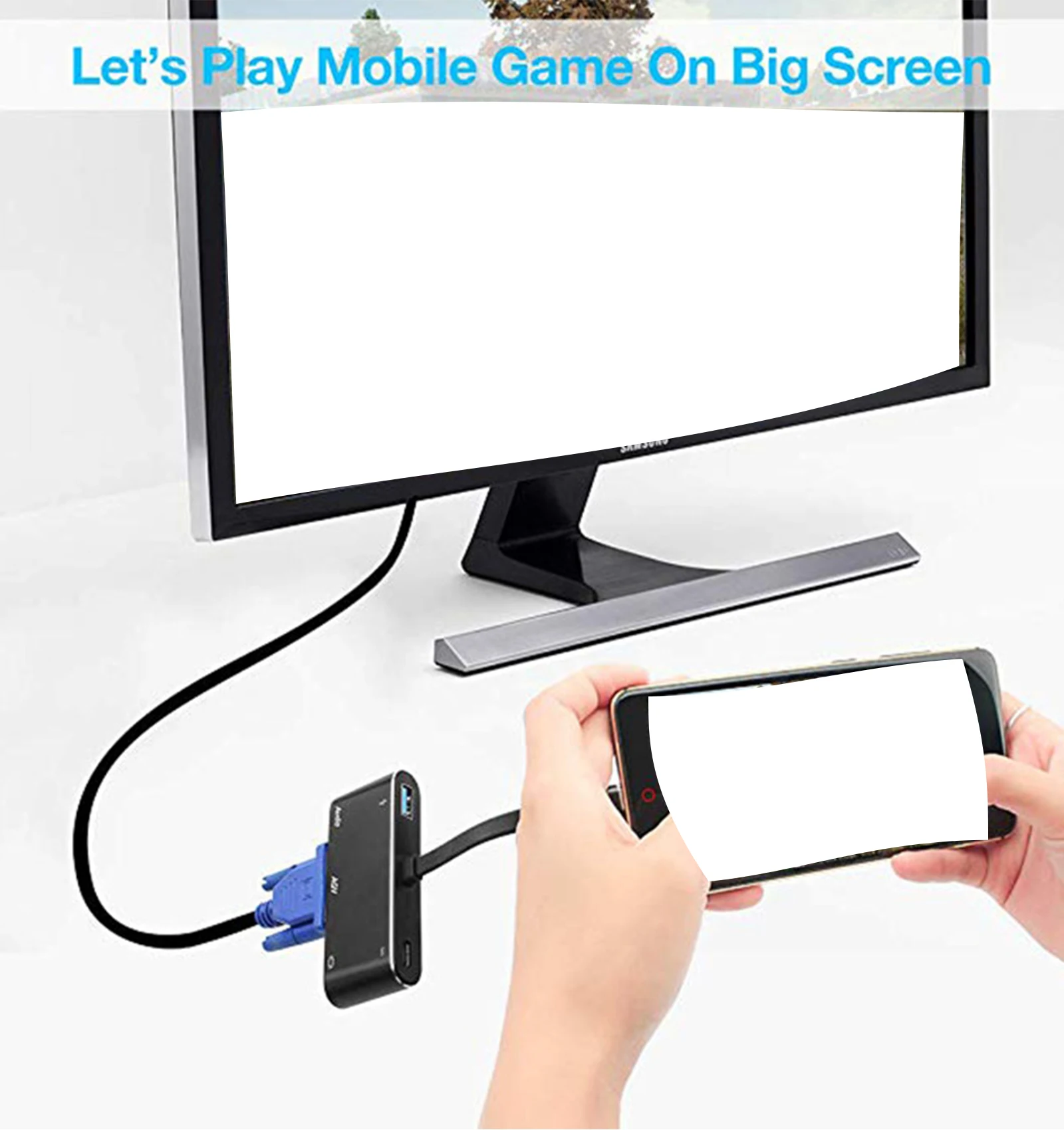 

Type-c 5 in 1 USB Hub VGA Adapter Computer Splitter with Charging Function