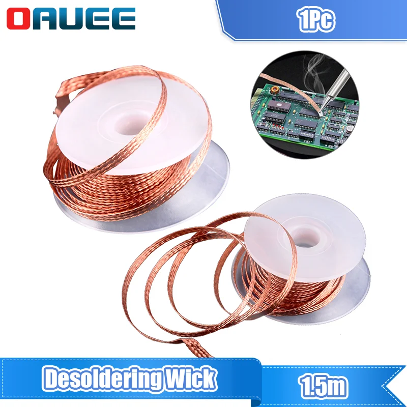 

Фитиль для распайки 1,5 м, оплетка для распайки, Сварочная припой, шнур со свинцовым Флюсом, инструмент для ремонта BGA, Ширина 1,5/2/2, 5/3/3, 5 мм