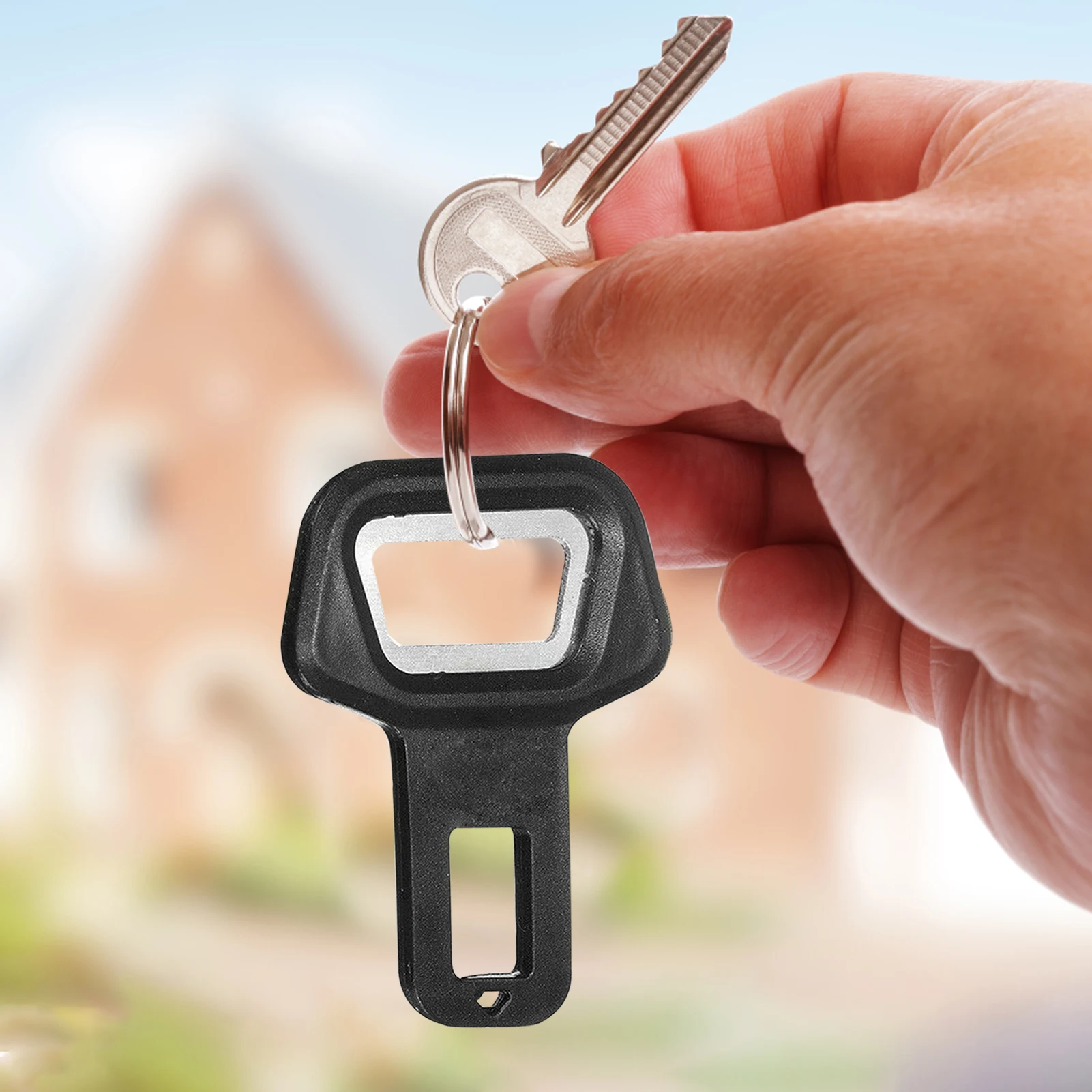 

Car Seat Belt Shape Buckle Insert Multi-Purpose Metalworking Beer Bottle Opener Portable Car Key Chain For Workers Farmers