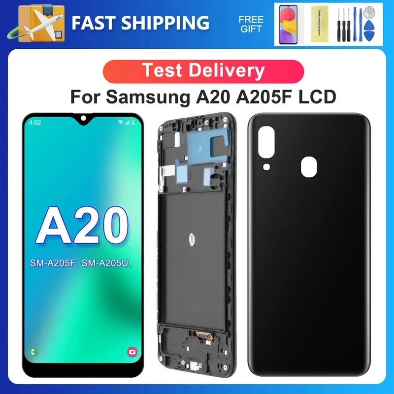 Фото Для Samsung A20 (протестировано) A205F A205G A205W A205U A205S ЖК-дисплей с сенсорным экраном и диджитайзером в сборе для замены №1