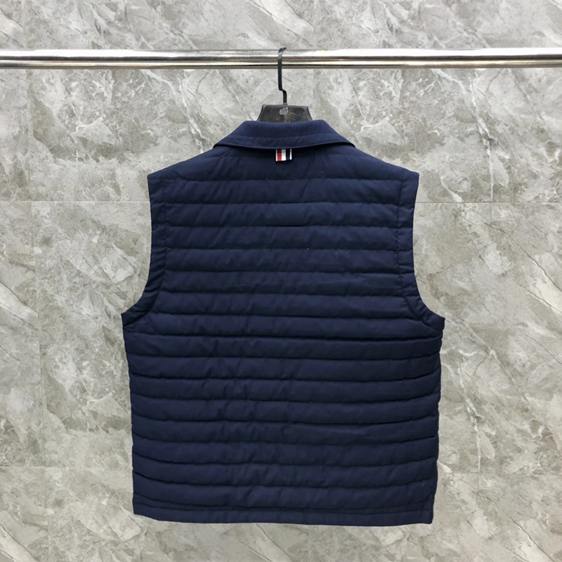TB TNOM Men's Winter Jackets Down Jacket Thermal Vest Fashion Brand Clothing Matte Cotton Chest White 4-Bar Lapel Down TB Coats