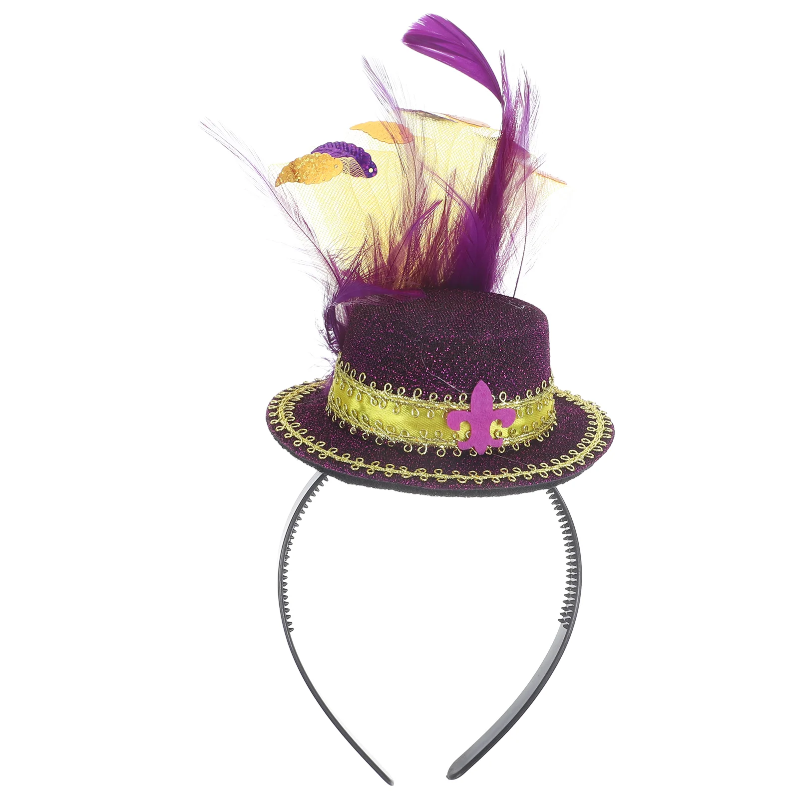 

Headbands Women Headgear Plumage Hat Purple Felt Fabric Tea Party Headpiece Miss