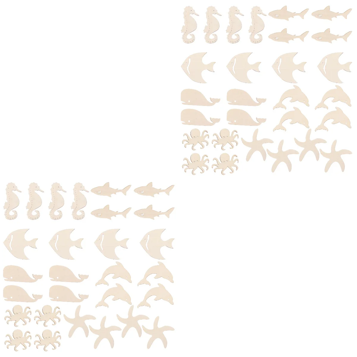 

56 Pcs Wood Cutouts Ocean Animal Wood Slices for Home Decor DIY Craft Art Project