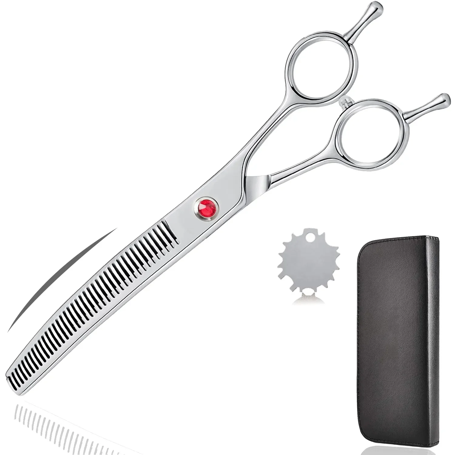 

Curved Grooming Dog Downward Dog Blunt Inch Professional Shears Trimming Tip Safety 7 Scissors For Shearing Thinning Texturizing